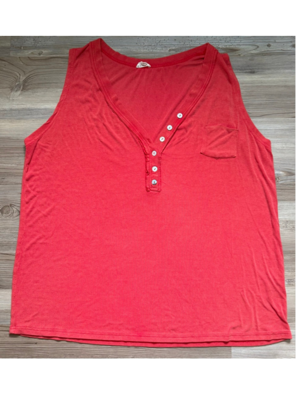 Women's POL Red Ribbed V-Neck Tank Top Plus Size XL
